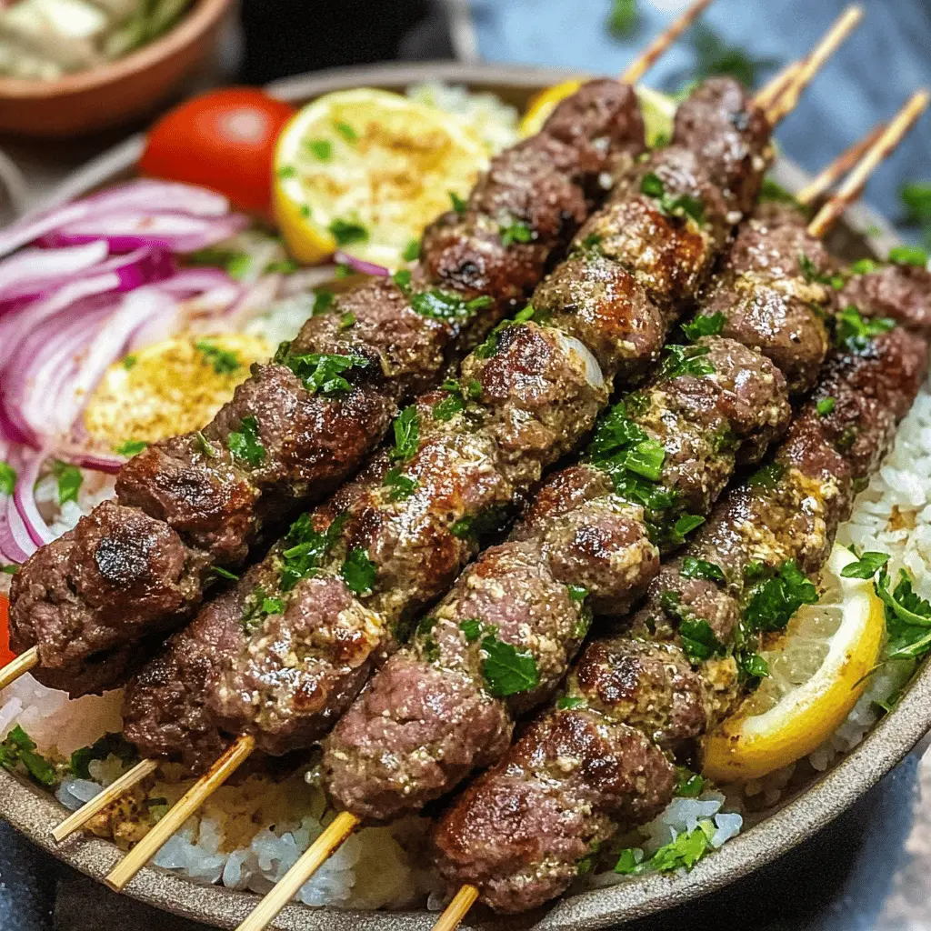 Juicy and flavorful Beef Kafta Kebabs are perfect for grilling season! Made with ground beef, fresh herbs, and spices, these kebabs are a crowd-pleaser at barbecues and family gatherings. Whether you enjoy them on their own or with pita bread and tahini sauce, you'll want to save this recipe for your next cookout! Ideal for summer nights or outdoor fun!