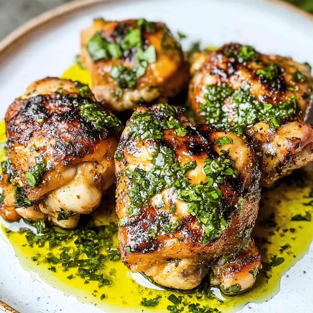 Enjoy the juicy, flavorful Chimichurri Chicken Thighs that pack a punch with fresh herbs, garlic, and a hint of spice! This simple recipe is perfect for a weeknight dinner or grilling with friends. Save it for a delicious meal that'll impress your family and elevate your grilling game! Perfect for summer barbecues or cozy dinners at home!