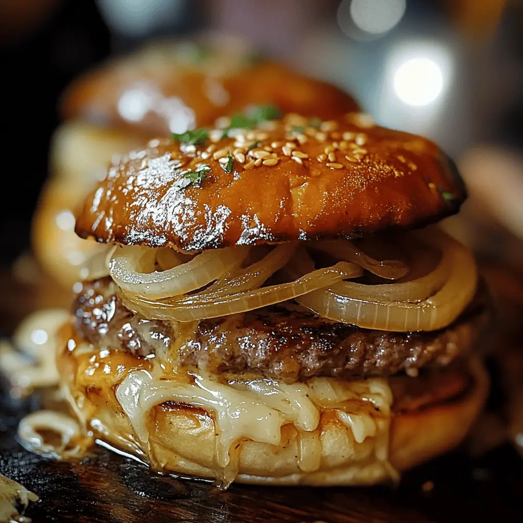 Sink your teeth into these delicious French Onion Burgers! Juicy beef patties topped with sweet caramelized onions and melted cheese create a rich flavor experience. Perfect for family grill nights or casual gatherings, this recipe will impress everyone. Save this tasty dish for your next cookout and enjoy a gourmet meal at home!