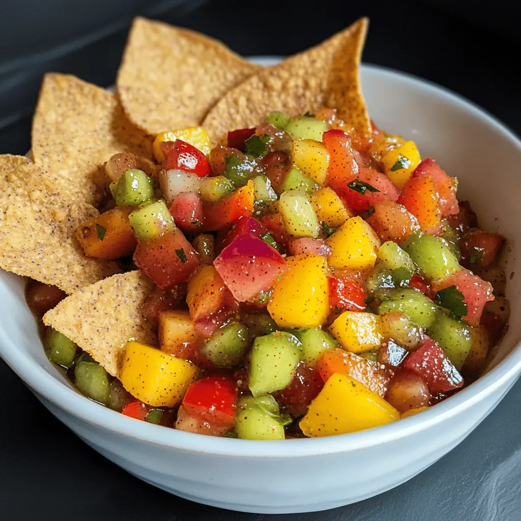 Brighten up your snack time with this colorful Fruit Salsa paired with crunchy Cinnamon Chips! Packed with fresh fruits like strawberries, mangoes, and kiwi, this delightful treat makes the perfect sweet dip. Whether for a party, picnic, or just a fun family dessert, don’t forget to save this recipe for your next gathering! 🍓🥭💖
