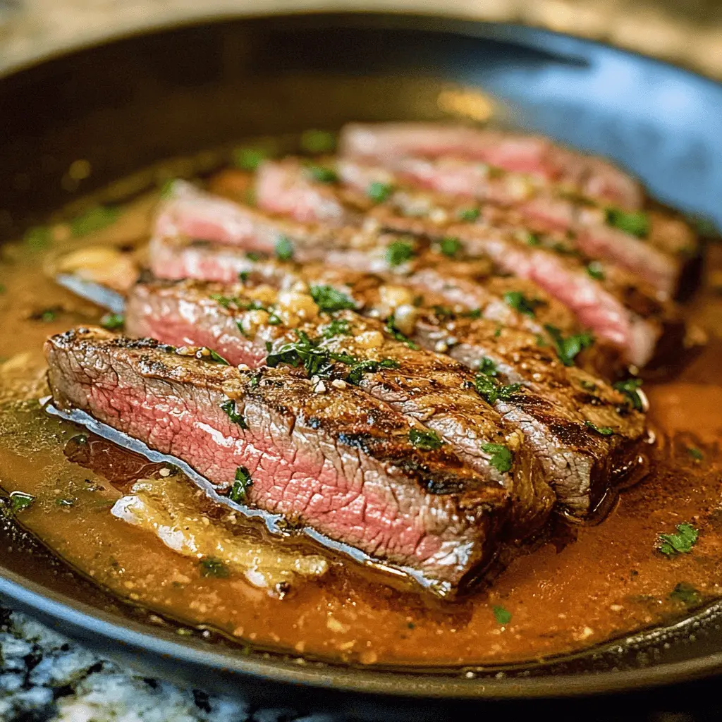 This Garlic Butter Skillet Flank Steak is a game changer for your dinner routine! With tender, marinated meat seared to perfection and a rich garlic butter sauce, it's a dish that's bursting with flavor. Perfect for weekday meals or special occasions, this recipe is easy to follow and quick to prepare. Save this pin for a delicious, mouthwatering steak dinner that your family will love!