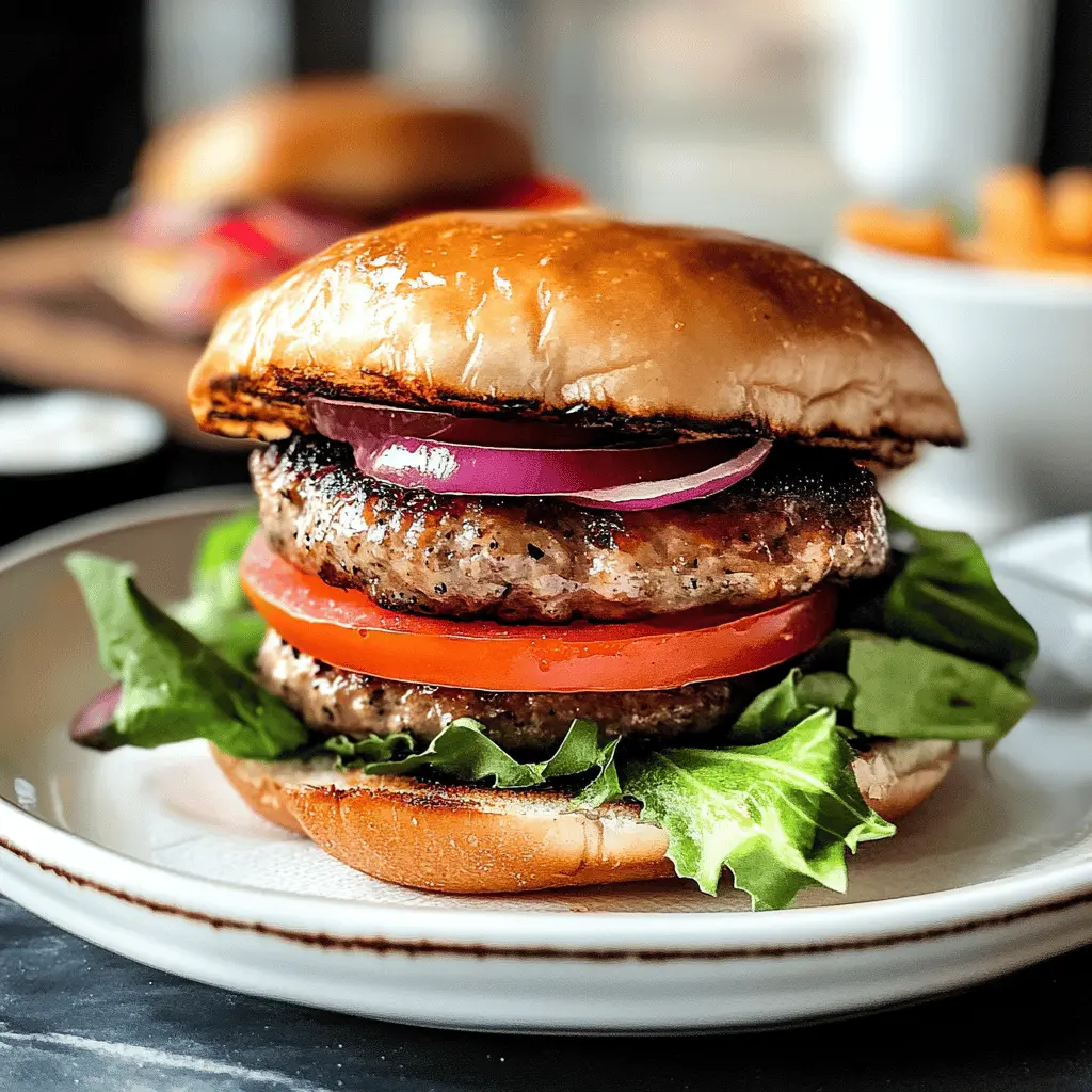 Say goodbye to dry turkey burgers! These Juicy Grilled Turkey Burgers are packed with flavor and topped with your favorite fixings. Made with lean turkey and zesty spices, they are perfect for summer barbecues, family dinners, or meal prep. Save this recipe to impress your guests and enjoy a satisfying, healthier burger option!
