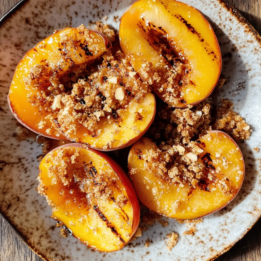 Enjoy the sweet and smoky flavors of Maple Grilled Peaches topped with a delightful Almond Cookie Crumb! This easy recipe is perfect for summer BBQs or a cozy dessert night. With juicy peaches caramelized on the grill and a crunchy almond topping, it’s a delightful treat everyone will love. Save this recipe for your next gathering or a special family dessert!