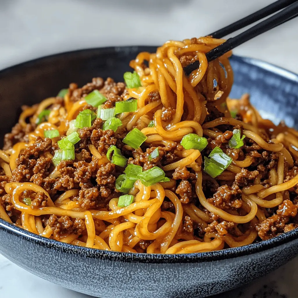 Satisfy your taste buds with these delicious Mongolian Ground Beef Noodles! This quick and easy recipe combines tender ground beef, savory soy sauce, and fresh vegetables over a bed of perfectly cooked noodles. It's perfect for family dinners or a busy weeknight meal! Save this pin for a flavorful dish that's sure to impress!