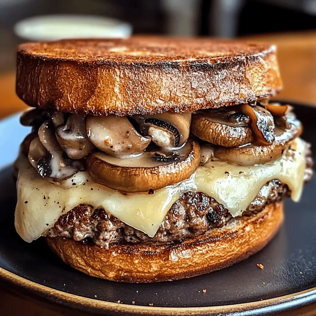 Get ready to enjoy a deliciously cozy Mushroom Swiss Patty Melt! This crowd-pleaser features juicy beef patties topped with melty Swiss cheese and sautéed mushrooms, all sandwiched between perfectly toasted bread. Perfect for a quick dinner or a weekend treat! Save this recipe for your next family gathering or casual dinner night!