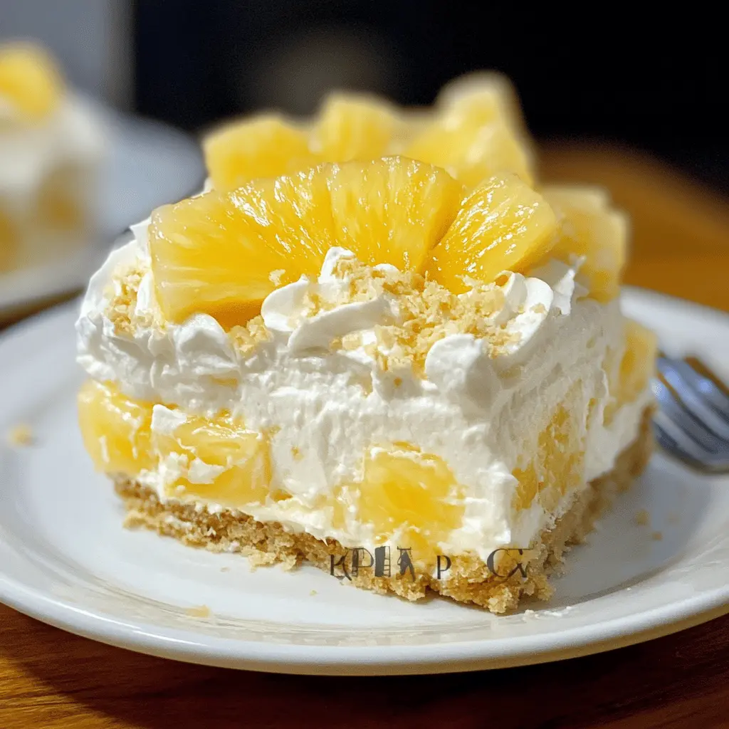 Looking for a refreshing treat without turning on the oven? This No Bake Pineapple Cream Dessert features a luscious blend of creamy layers and sweet pineapple chunks, making it the perfect dessert for any occasion! Great for summer gatherings or as a quick weeknight delight. Save this recipe for an easy and irresistible dessert that everyone will love!
