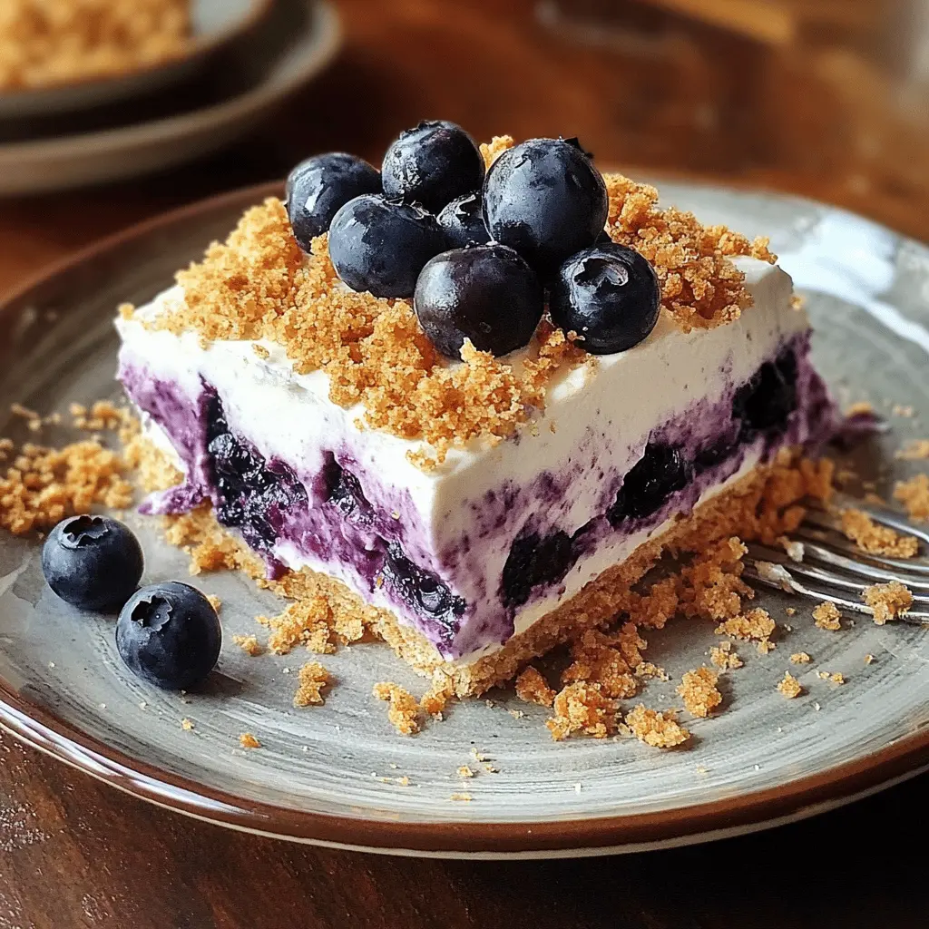 This No-Bake Blueberry Yum Yum is the perfect dessert for warm days! With its creamy layers of tangy cream cheese and fresh blueberries, this recipe is not only simple to make but also bursting with flavor. It's an ideal treat for potlucks, barbecues, or a cozy night in. Save this delightful recipe for an easy way to impress your guests!
