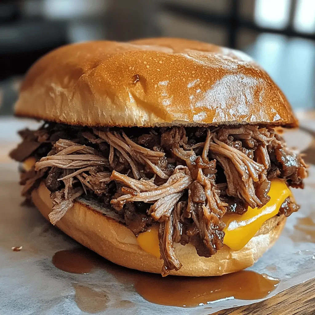 Get ready for a deliciously messy Pulled Beef Sandwich that's perfect for game day or a weekend BBQ! This recipe features tender, savory beef cooked to perfection with a blend of spices, served on a soft bun. Don't forget the toppings! Pin this recipe and impress your friends and family at your next gathering!