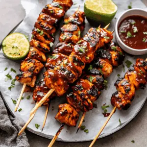 These BBQ chicken skewers are bursting with flavor and perfect for any gathering! Juicy, tender chicken is marinated in a delicious blend of spices and BBQ sauce, then grilled to perfection. Ideal for summer cookouts or weeknight dinners, these skewers are a hit with everyone. Save this recipe for your next barbecue and enjoy a tasty meal with friends and family!