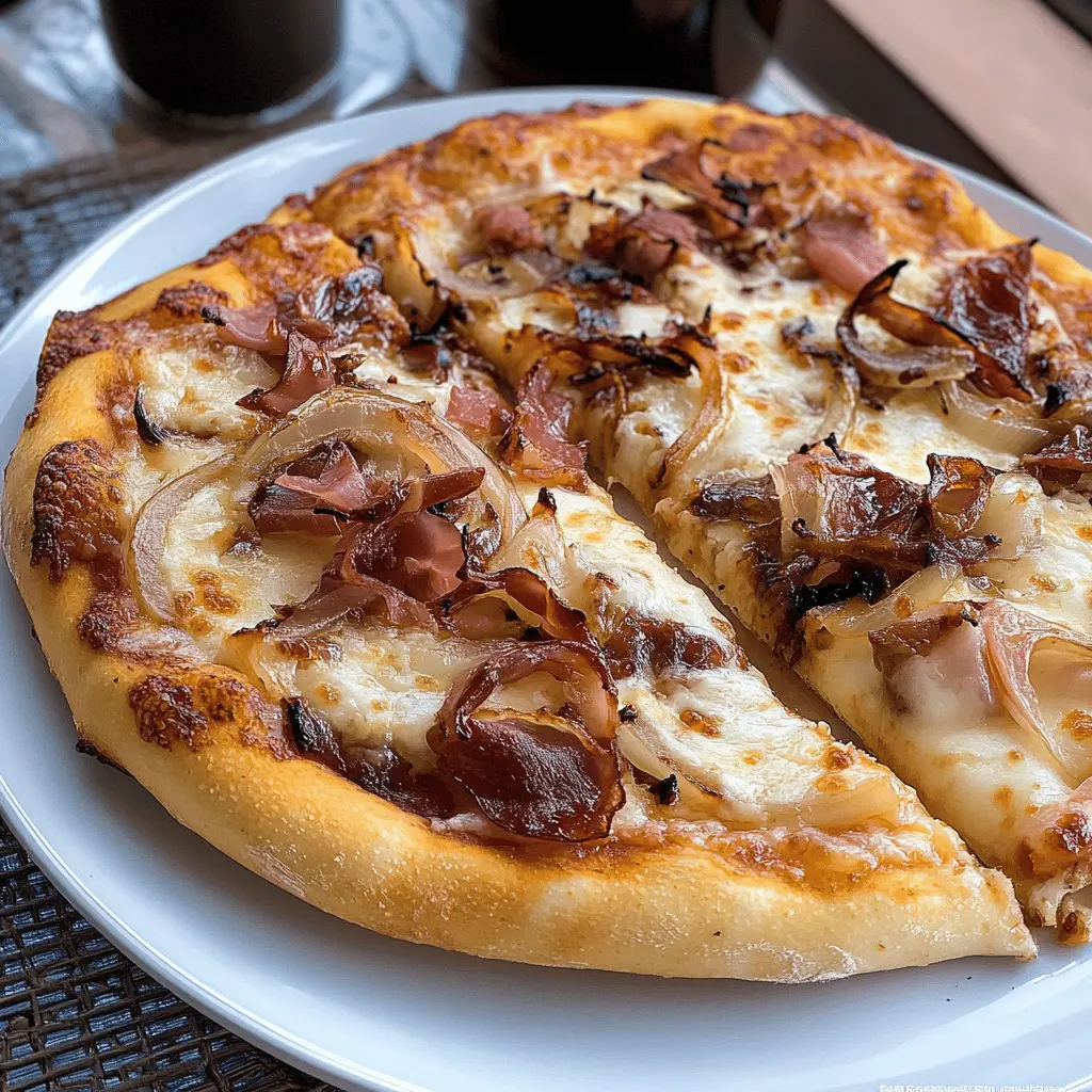 Looking for a unique pizza to impress your friends? This White Barbecue Pizza with Prosciutto and Caramelized Onions is sure to be a hit! With creamy cheese, savory prosciutto, and sweet caramelized onions, every bite is a delight. Perfect for game nights or a cozy dinner at home. Save this recipe and bring a new flavor to your pizza nights!