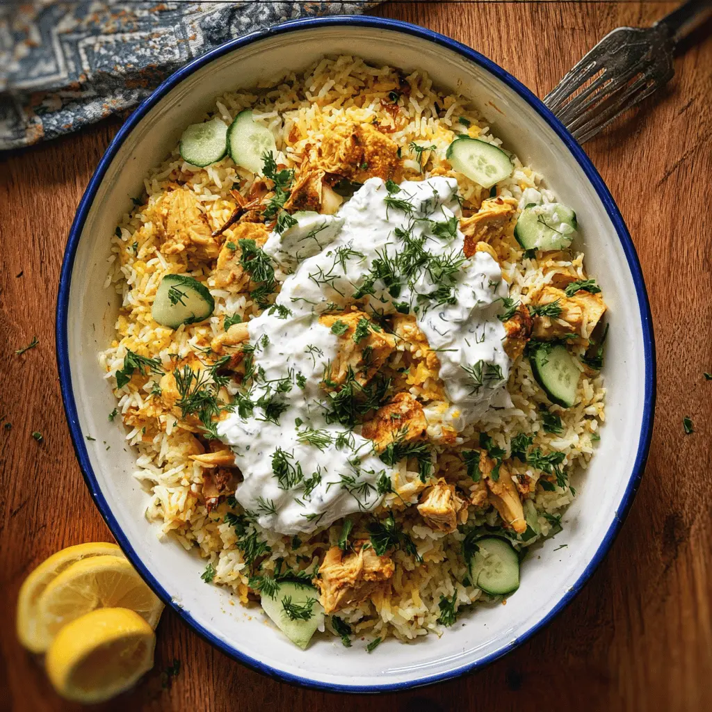 Easy Dump and Bake Chicken with Tzatziki Rice