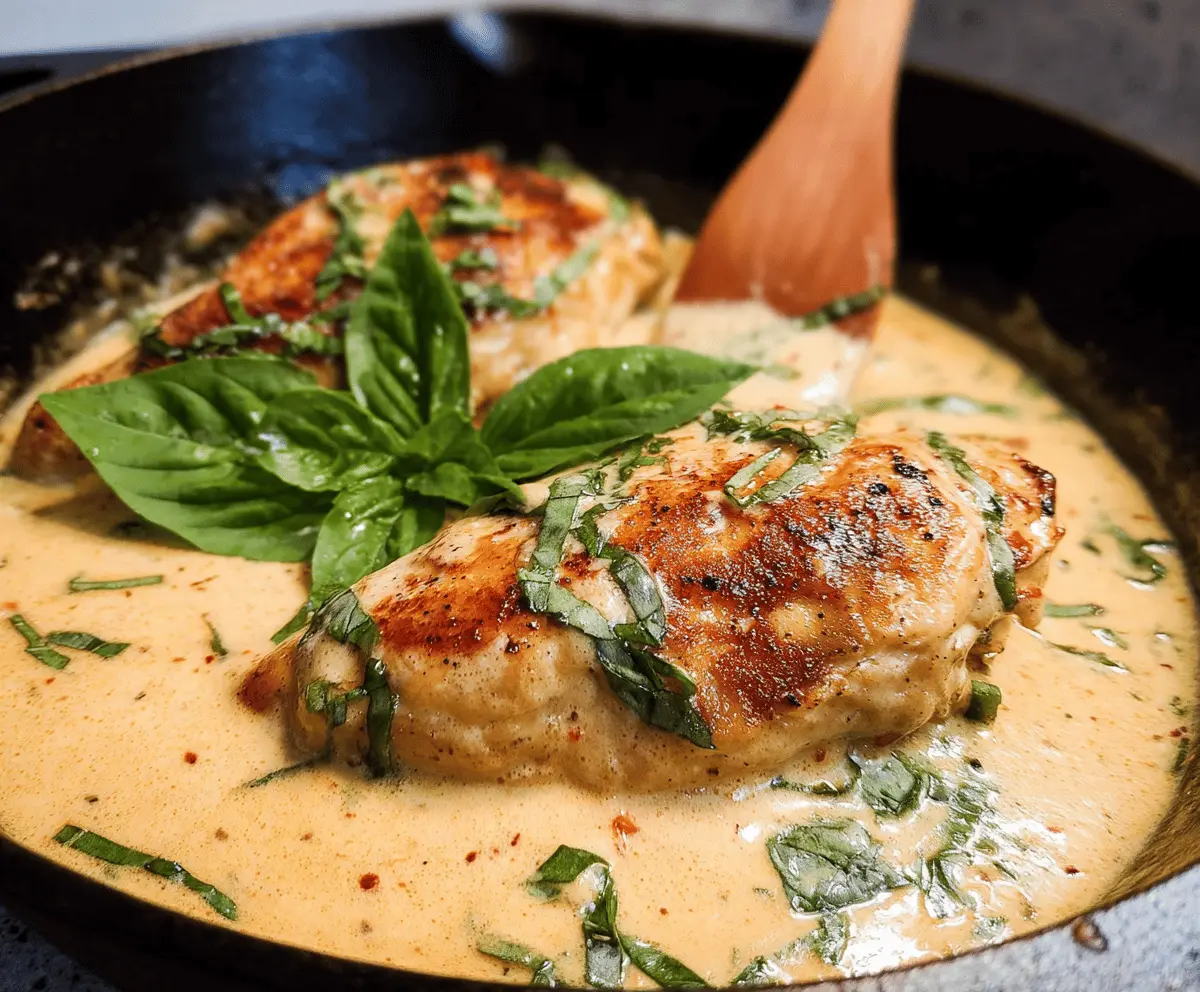 Easy Creamy Basil Chicken Breasts Recipe