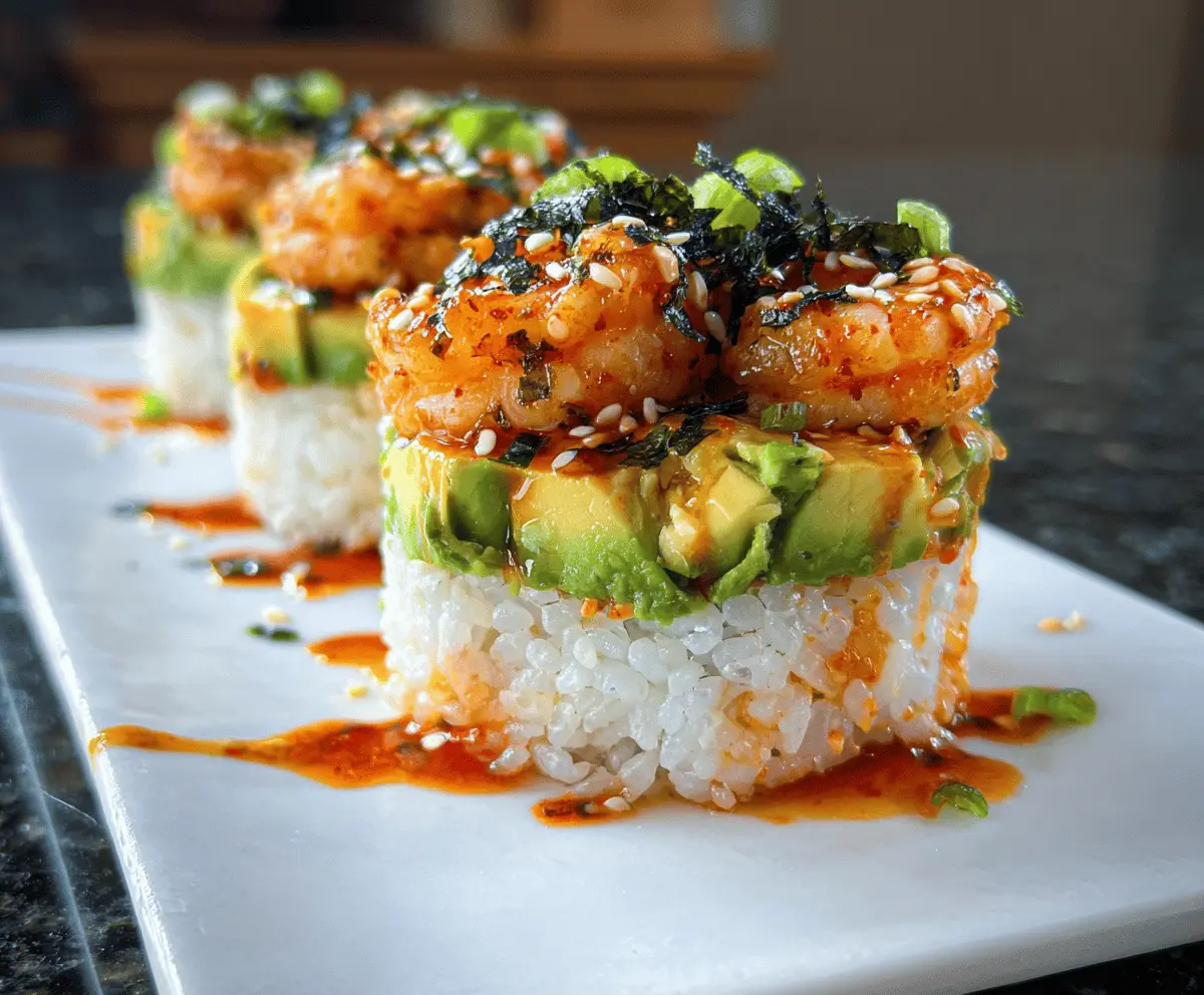 Easy Spicy Shrimp Sushi Stacks Recipe