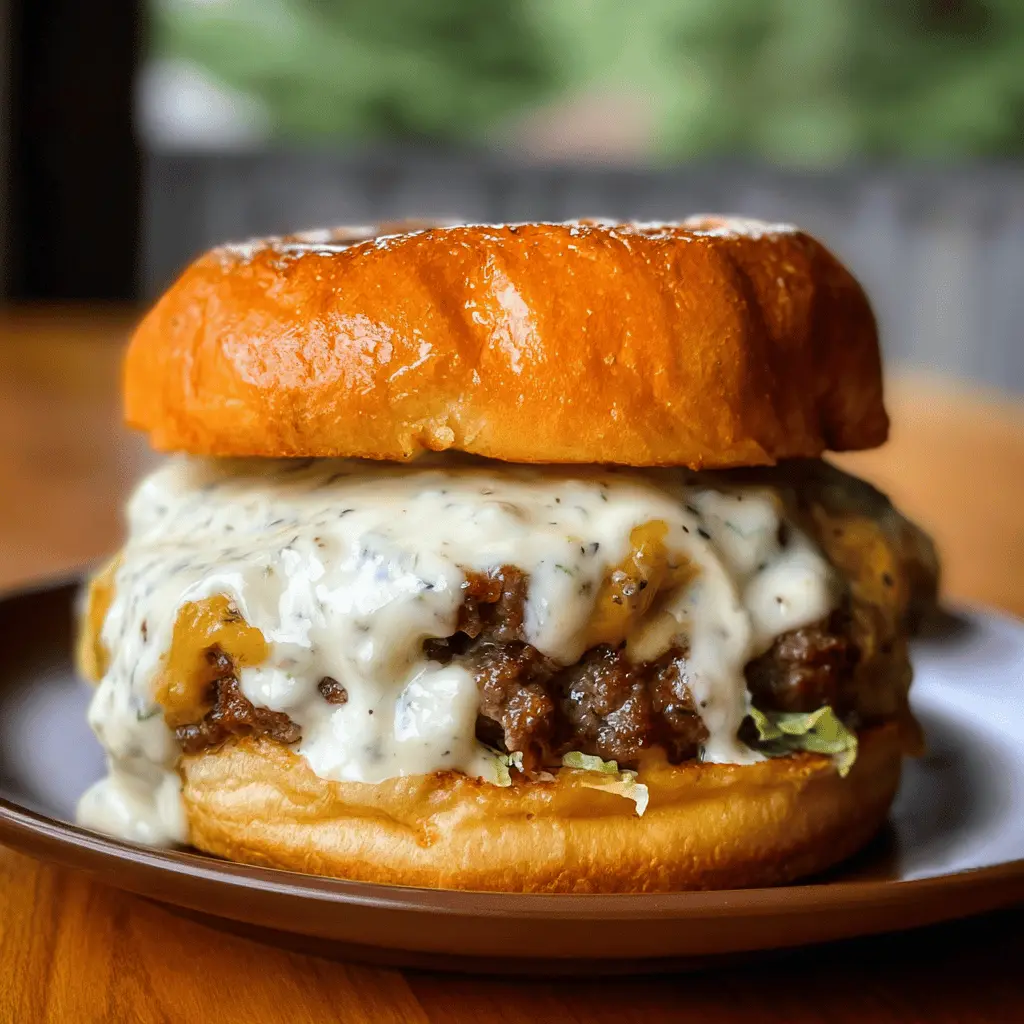 Garlic Overboard Burgers With Creamy Garlic Sauce