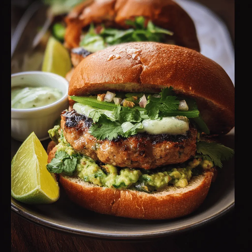 Easy Honey Jalapeño Turkey Burgers with Creamy Avocado Sauce