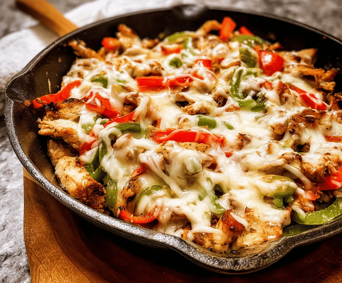 Easy Cheesy Chicken Cheesesteak Skillet Recipe
