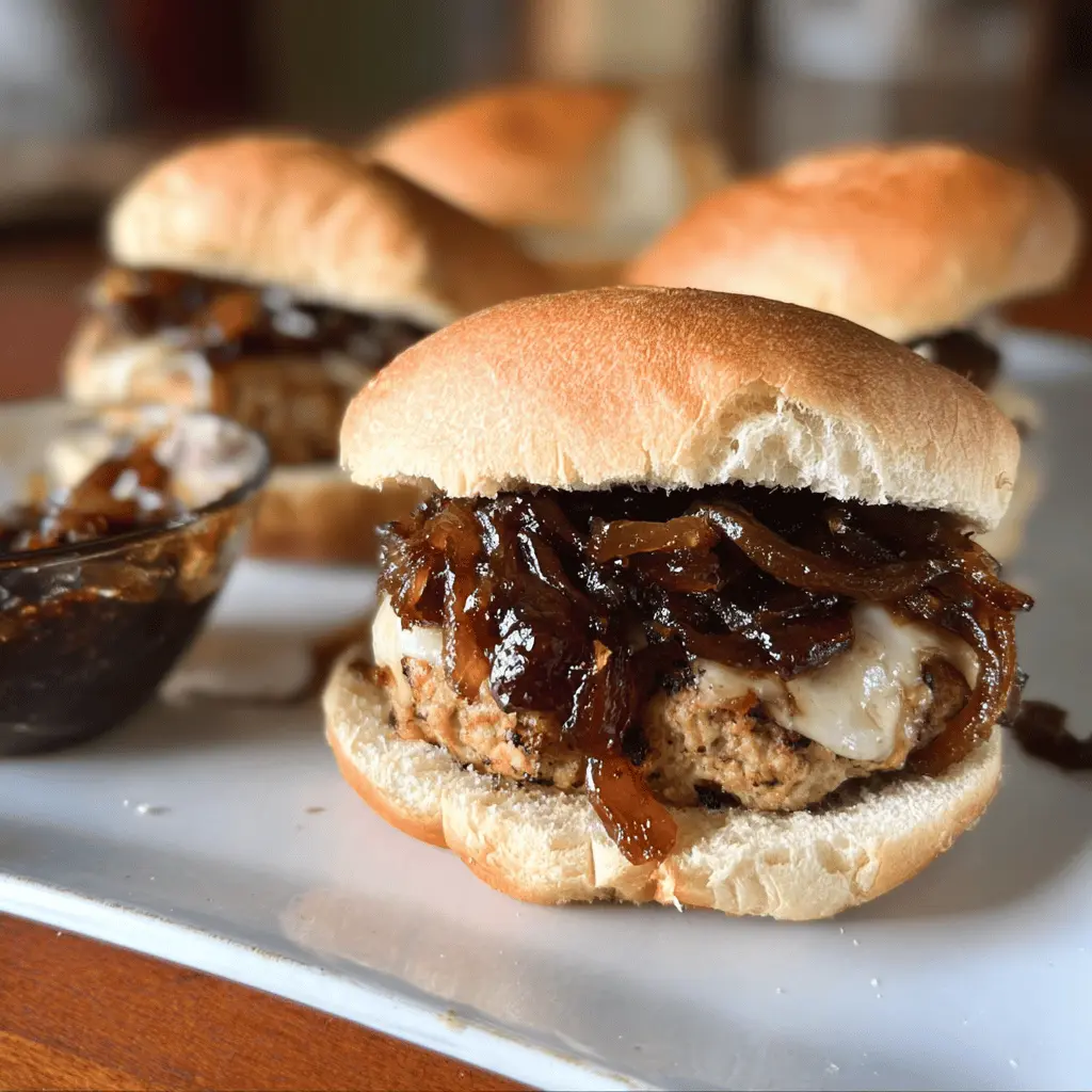 Easy Balsamic Turkey Burgers with Caramelized Onions