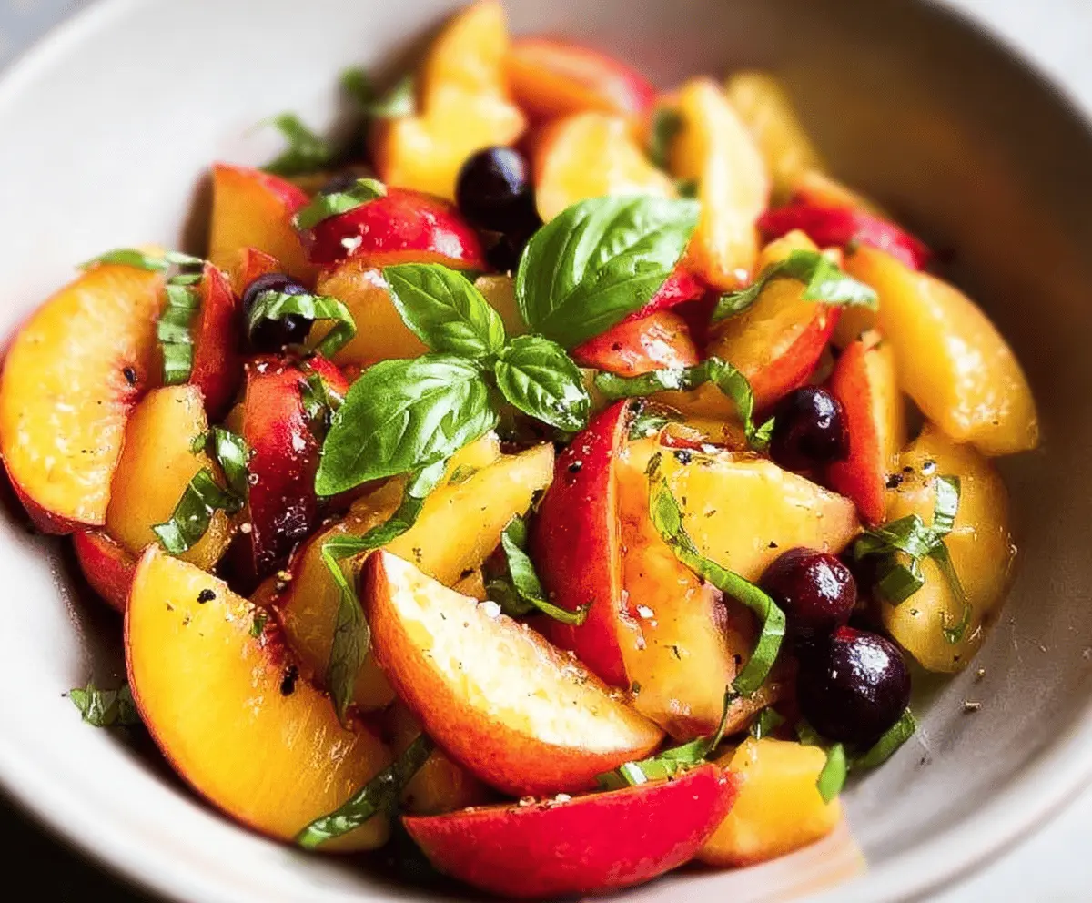 Easy Honey Lime Basil Peach Fruit Salad