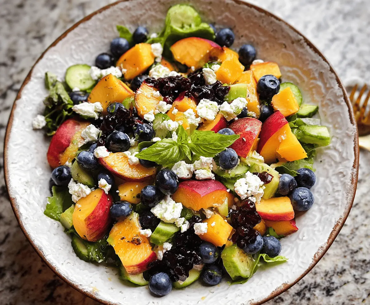 Easy Blueberry Peach Salad with Feta
