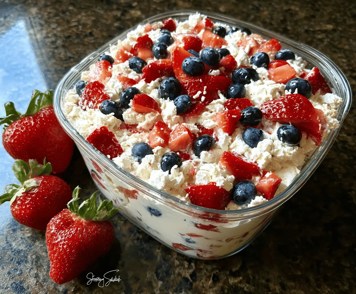 Easy Red White and Blue Cheesecake Salad Recipe