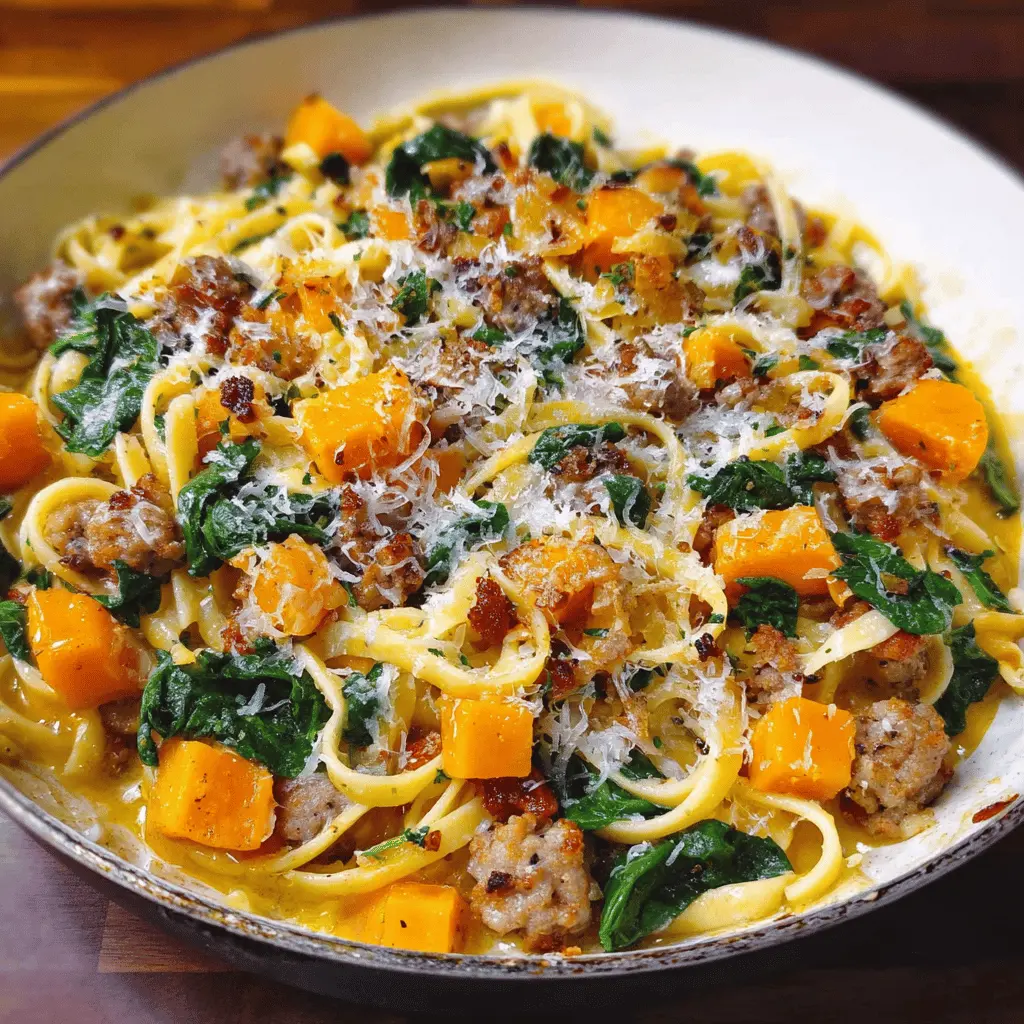Creamy Butternut Squash Pasta With Sausage And Spinach
