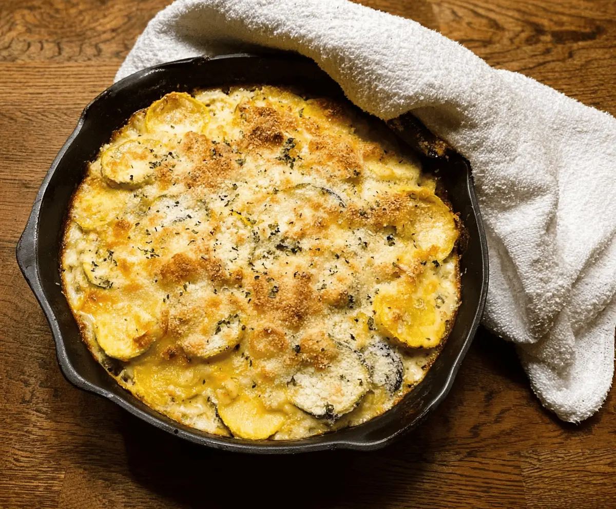 Cheesy Green Chile Yellow Squash Casserole