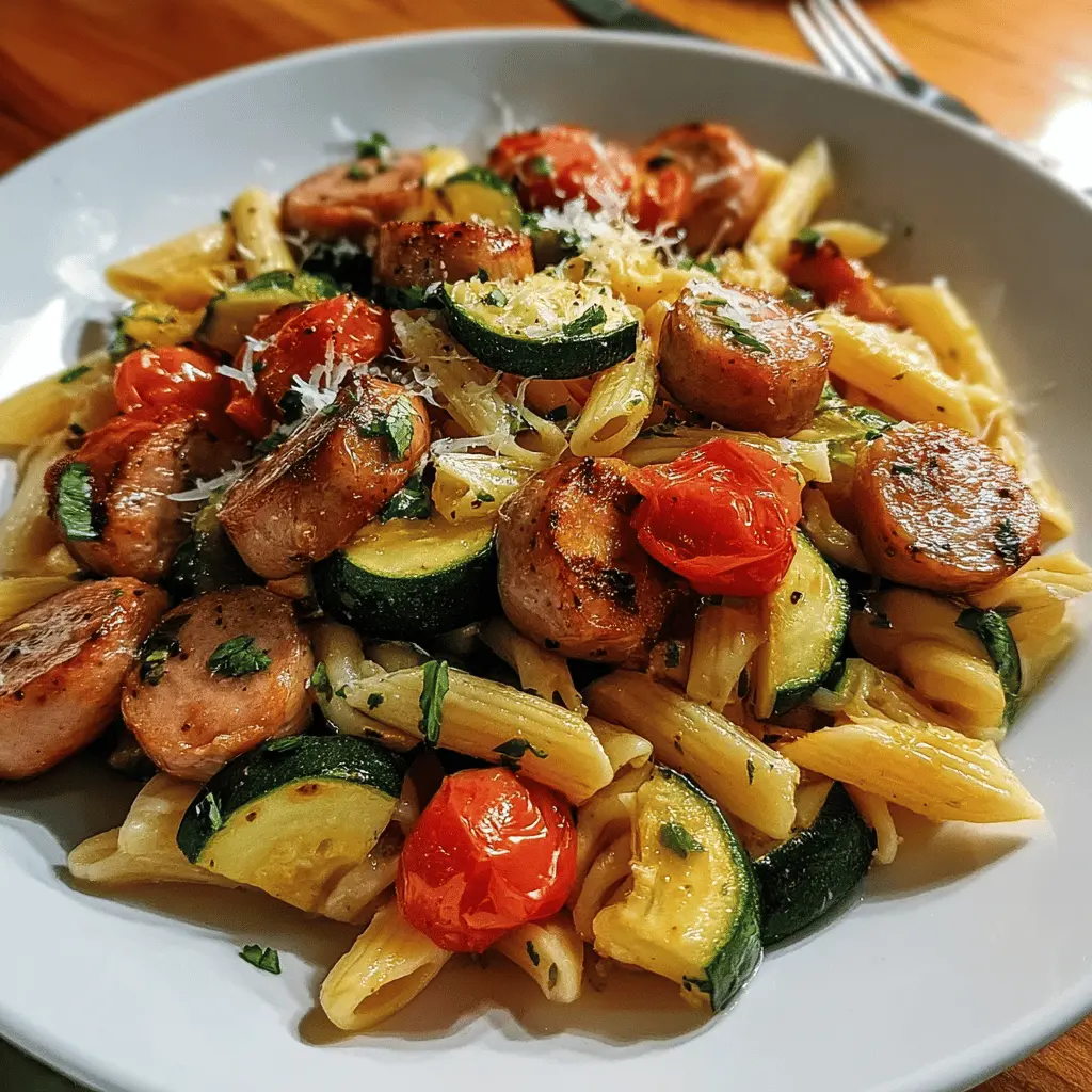 Easy Chicken Sausage Pasta with Zucchini and Tomatoes