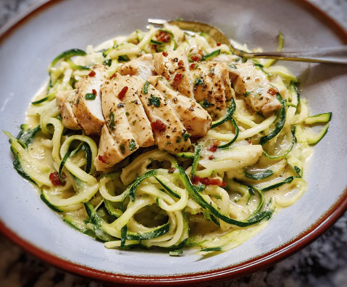 Easy Zucchini Noodle Chicken Alfredo Recipe