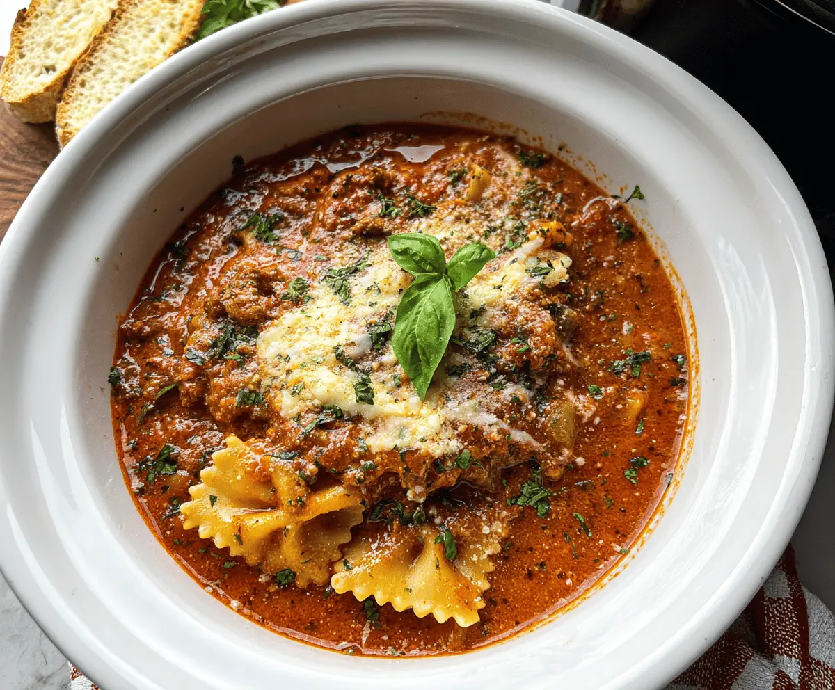 Easy Crockpot Lasagna Soup Recipe