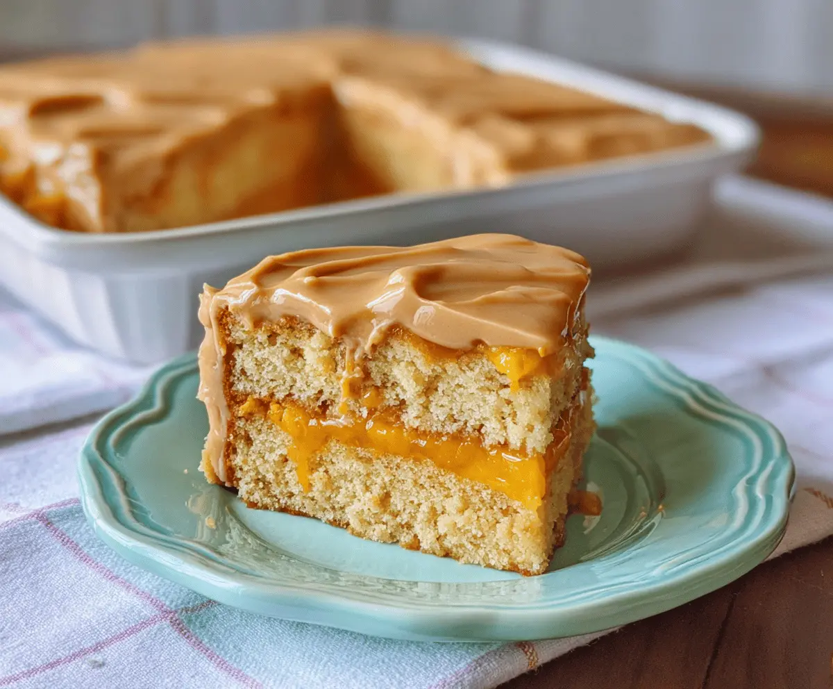Moist Peach Cake With Sweet Brown Sugar Frosting