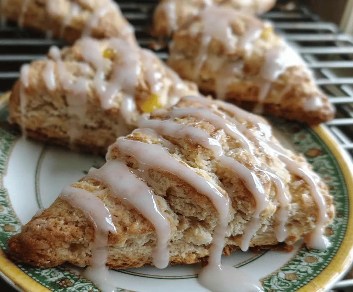 Easy Peach Pie Scones With Vanilla Glaze