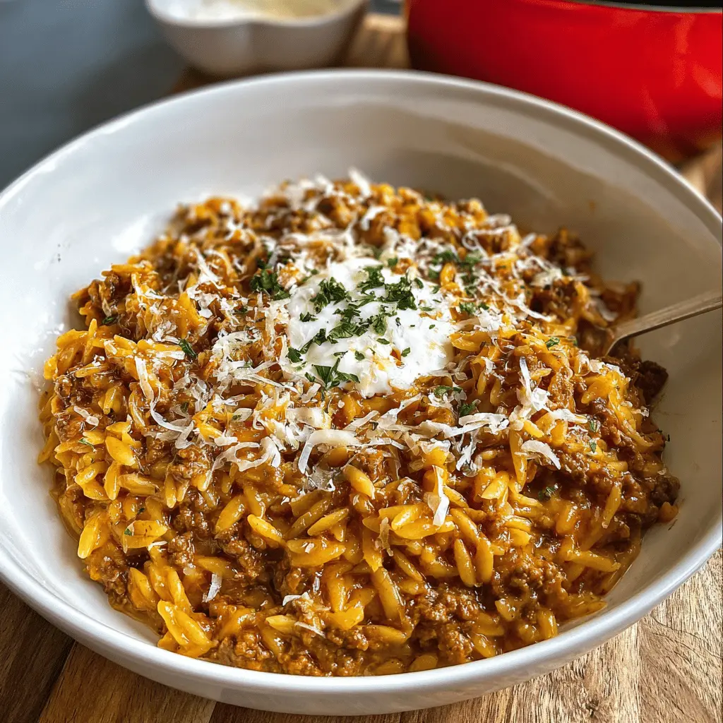 Easy Savory Ground Beef Orzo Dinner