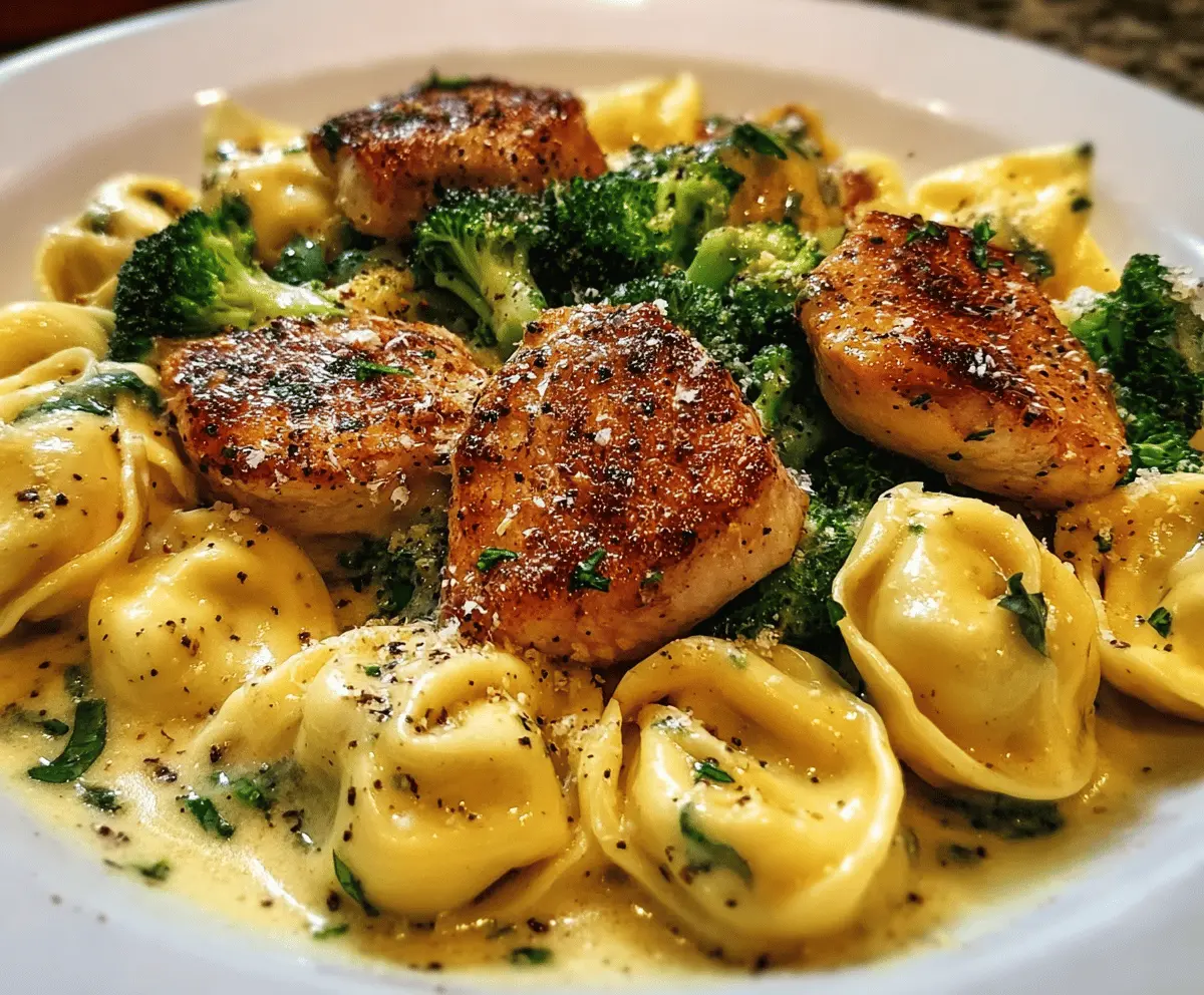 Creamy Garlic Parmesan Chicken Tortellini with Broccoli