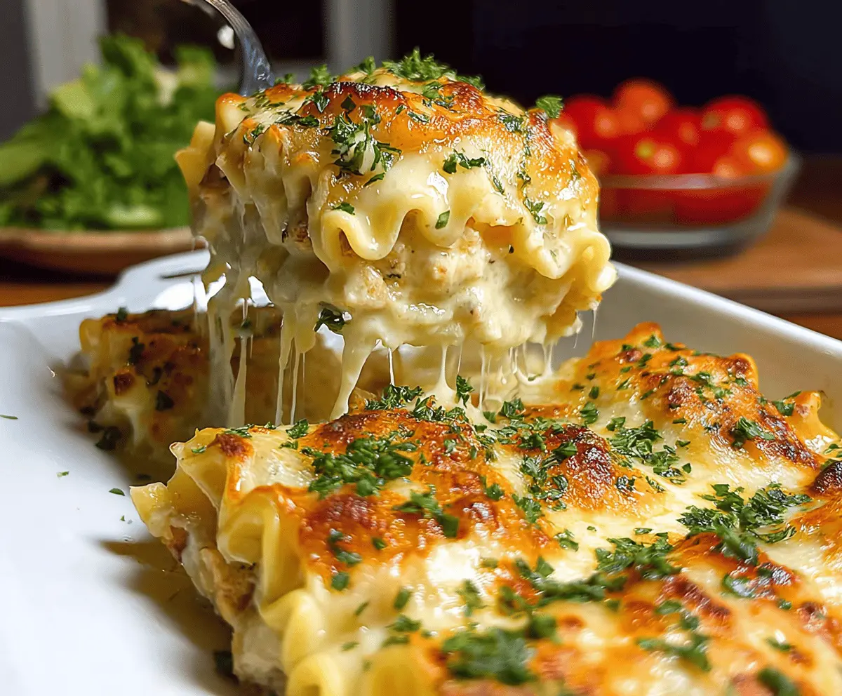 Cheesy Chicken Alfredo Lasagna Rolls Recipe