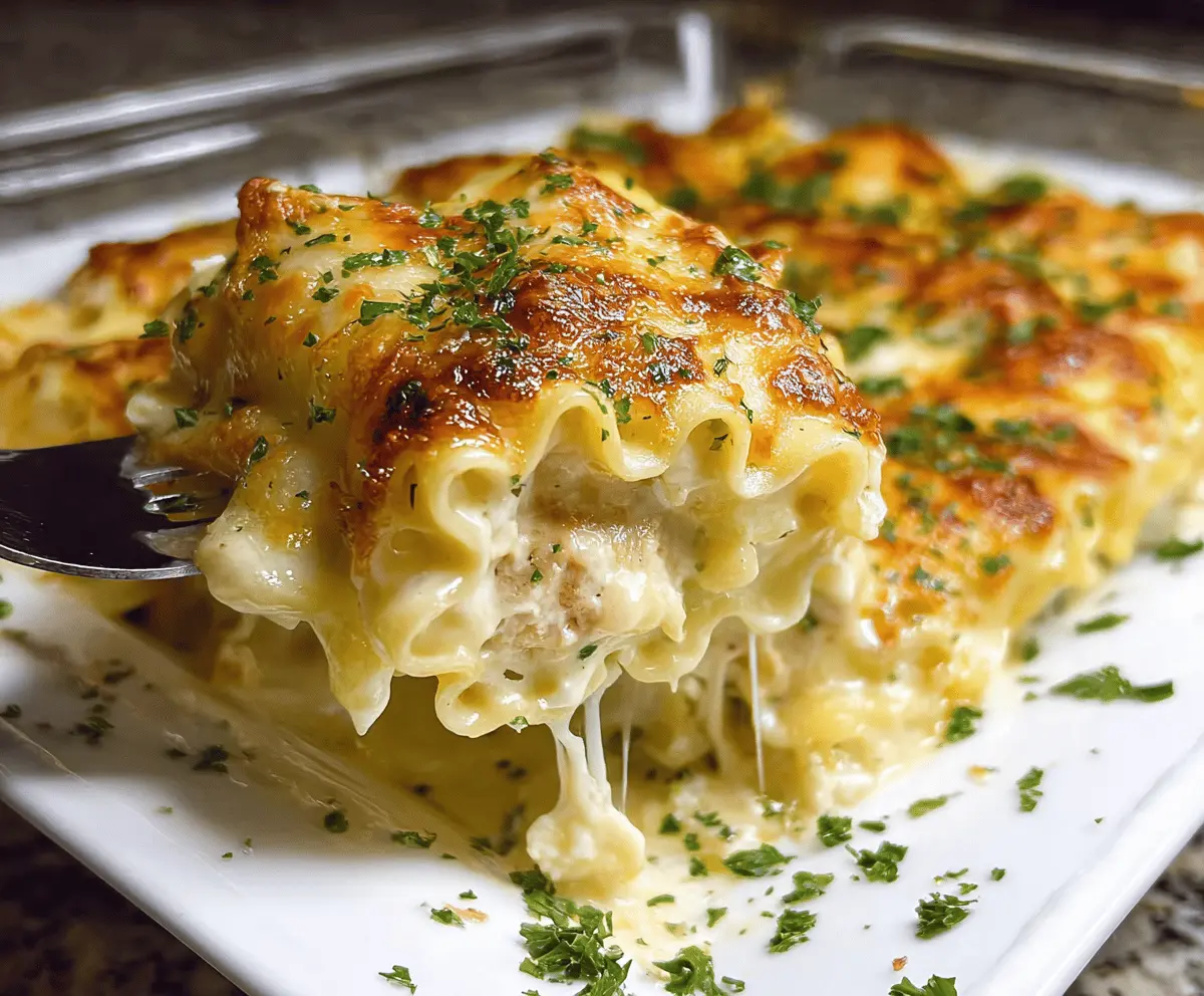 Cheesy Chicken Alfredo Lasagna Rolls Recipe