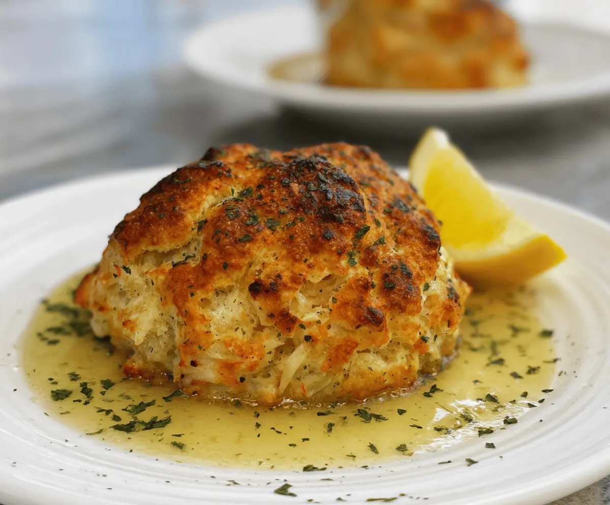 Crab Stuffed Cheddar Bay Biscuits with Lemon Butter