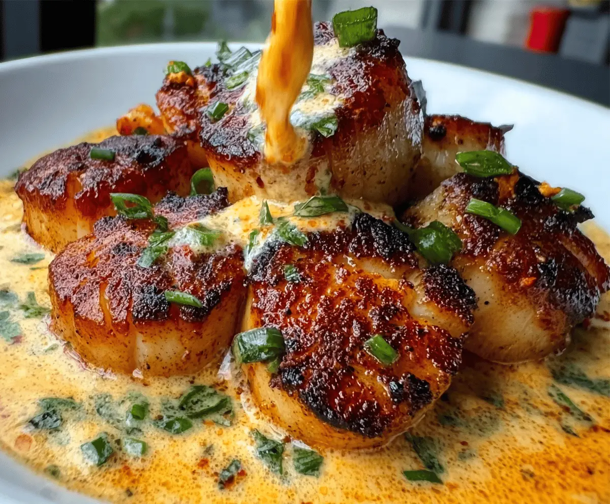 Seared Scallops With Creamy Spicy Cajun Sauce