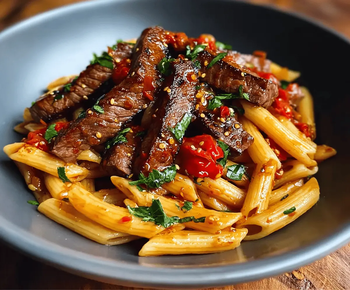 Sweet and Spicy Garlic Steak Pasta Recipe