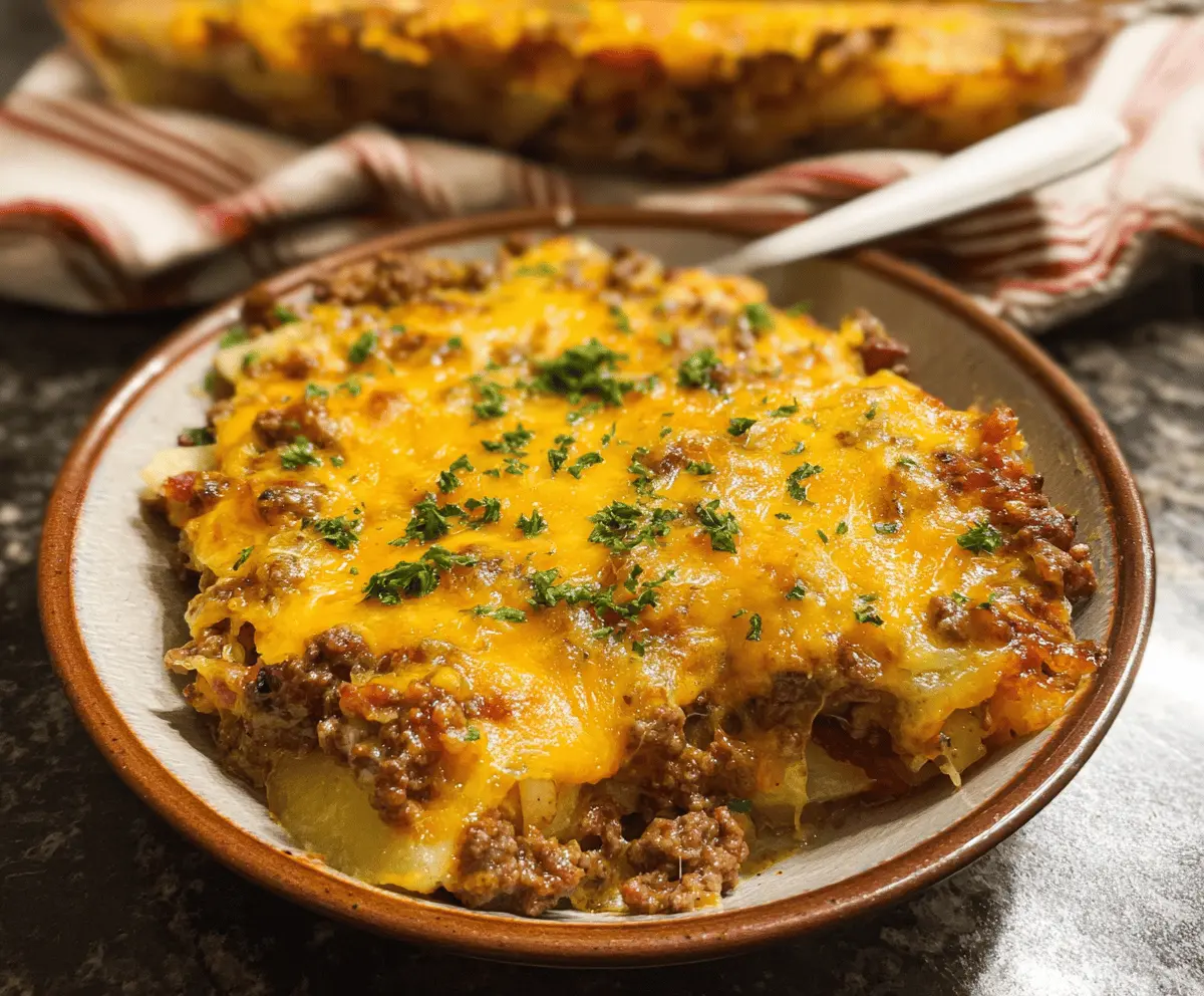 Easy Cheesy Ground Beef and Potato Casserole