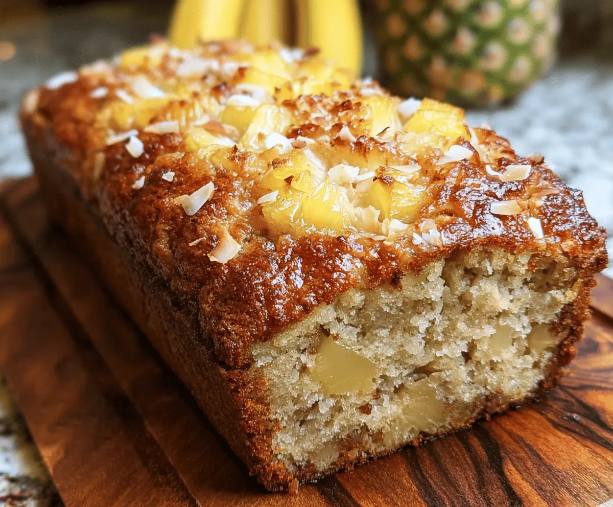 Hawaiian Banana Bread with Pineapple and Coconut