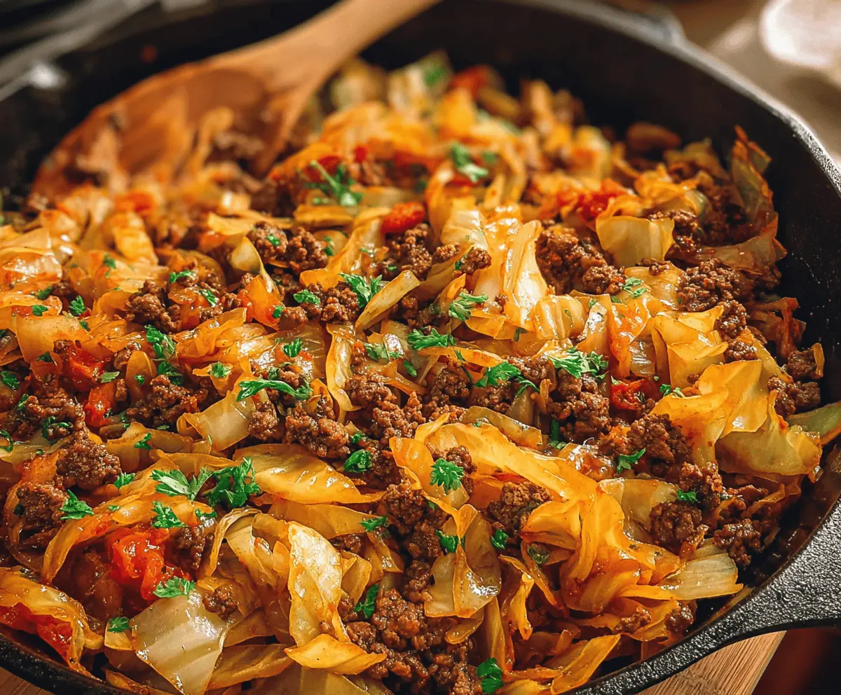 Easy Ground Beef And Cabbage Skillet Dinner Recipe