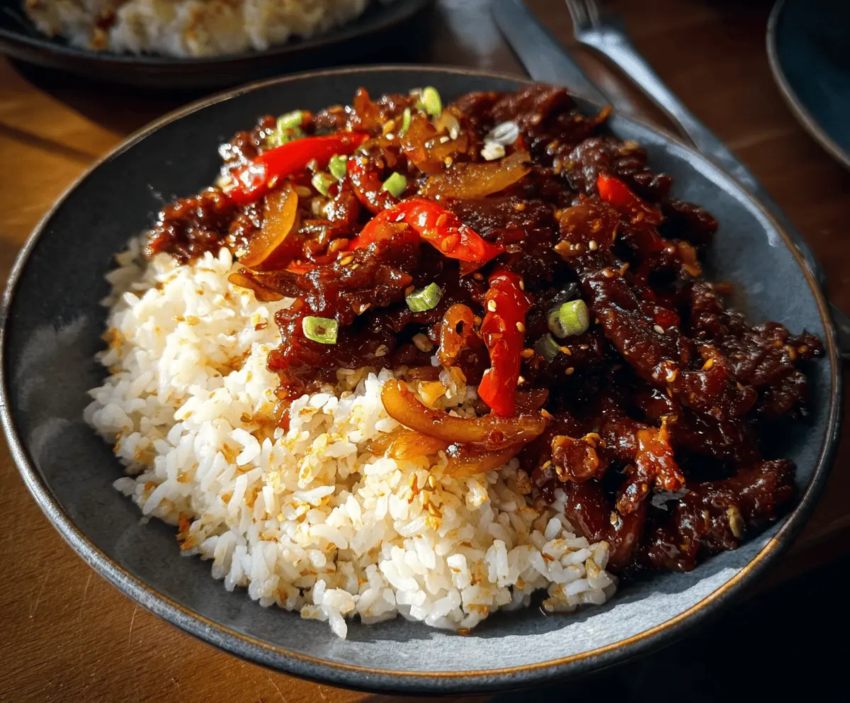 Crispy Chili Beef Rice Bowl Recipe