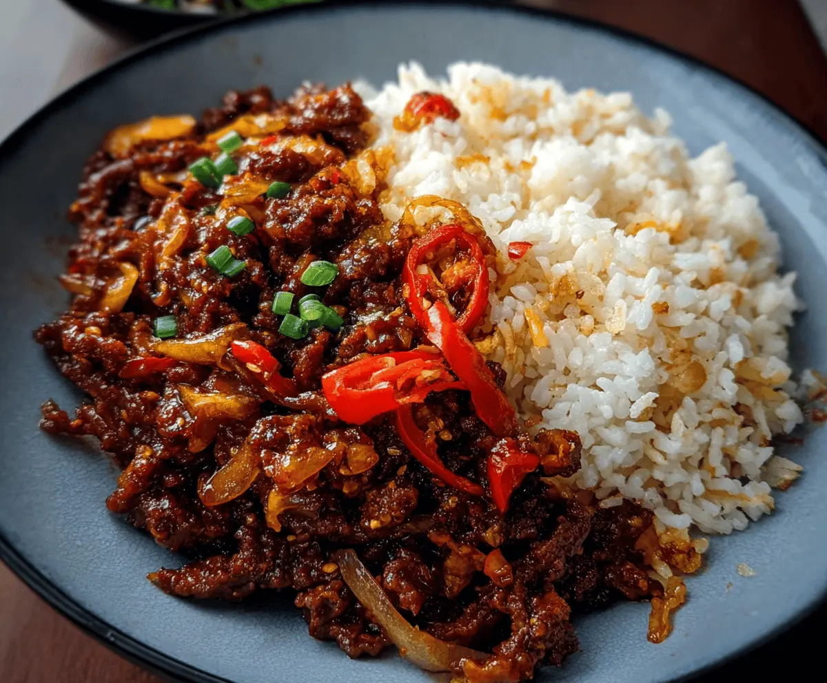 Crispy Chili Beef Rice Bowl Recipe