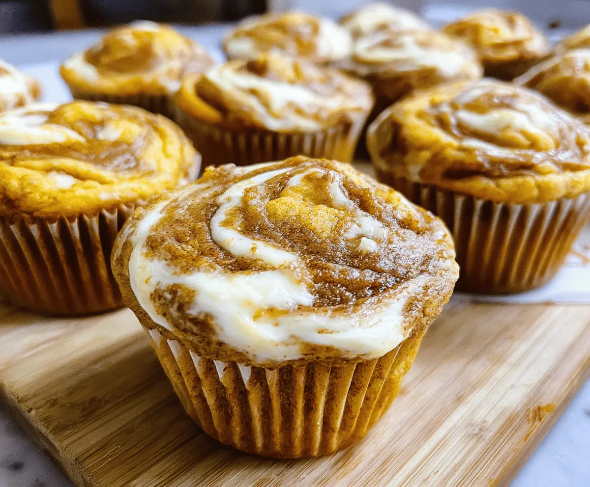 Moist Pumpkin Muffins with Cream Cheese Swirl