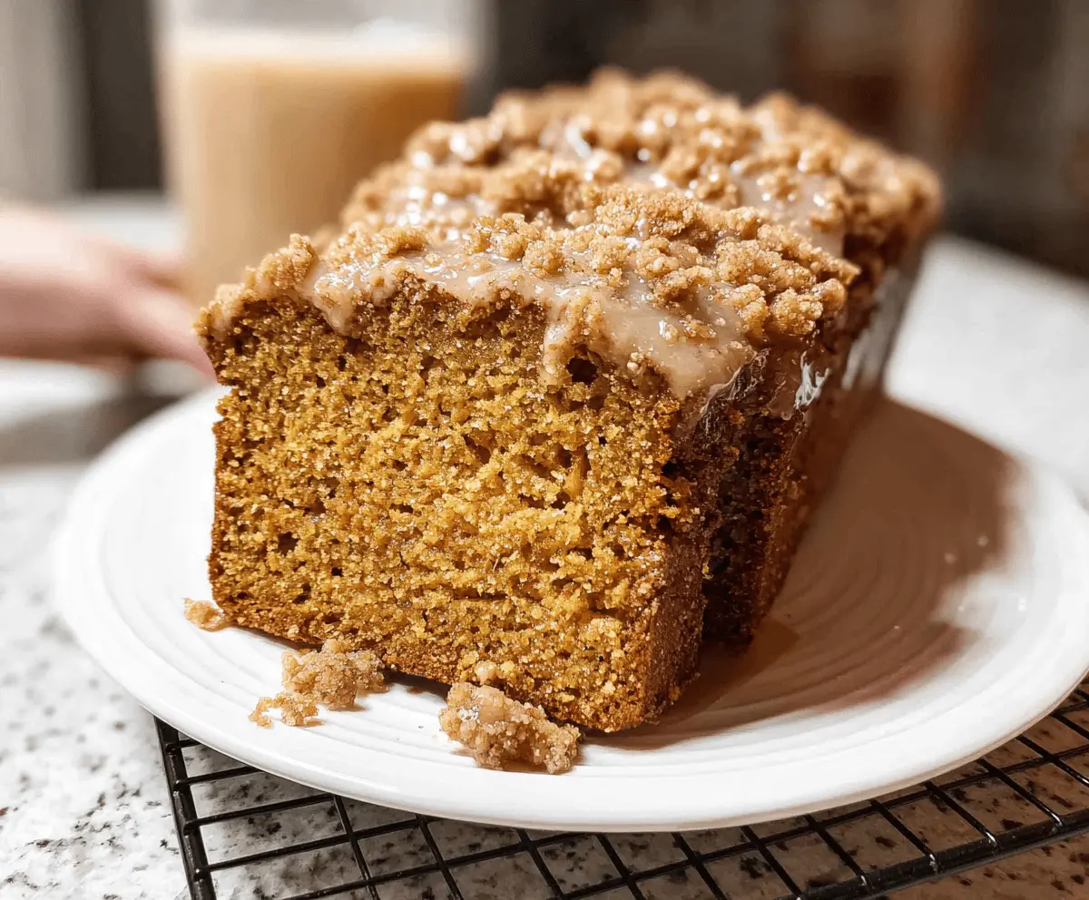 Moist Pumpkin Bread With Streusel Topping And Maple Glaze