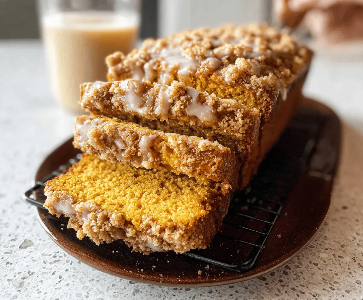 Moist Pumpkin Bread With Streusel Topping And Maple Glaze