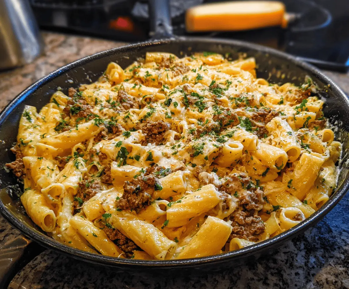 Creamy Garlic Beef Pasta
