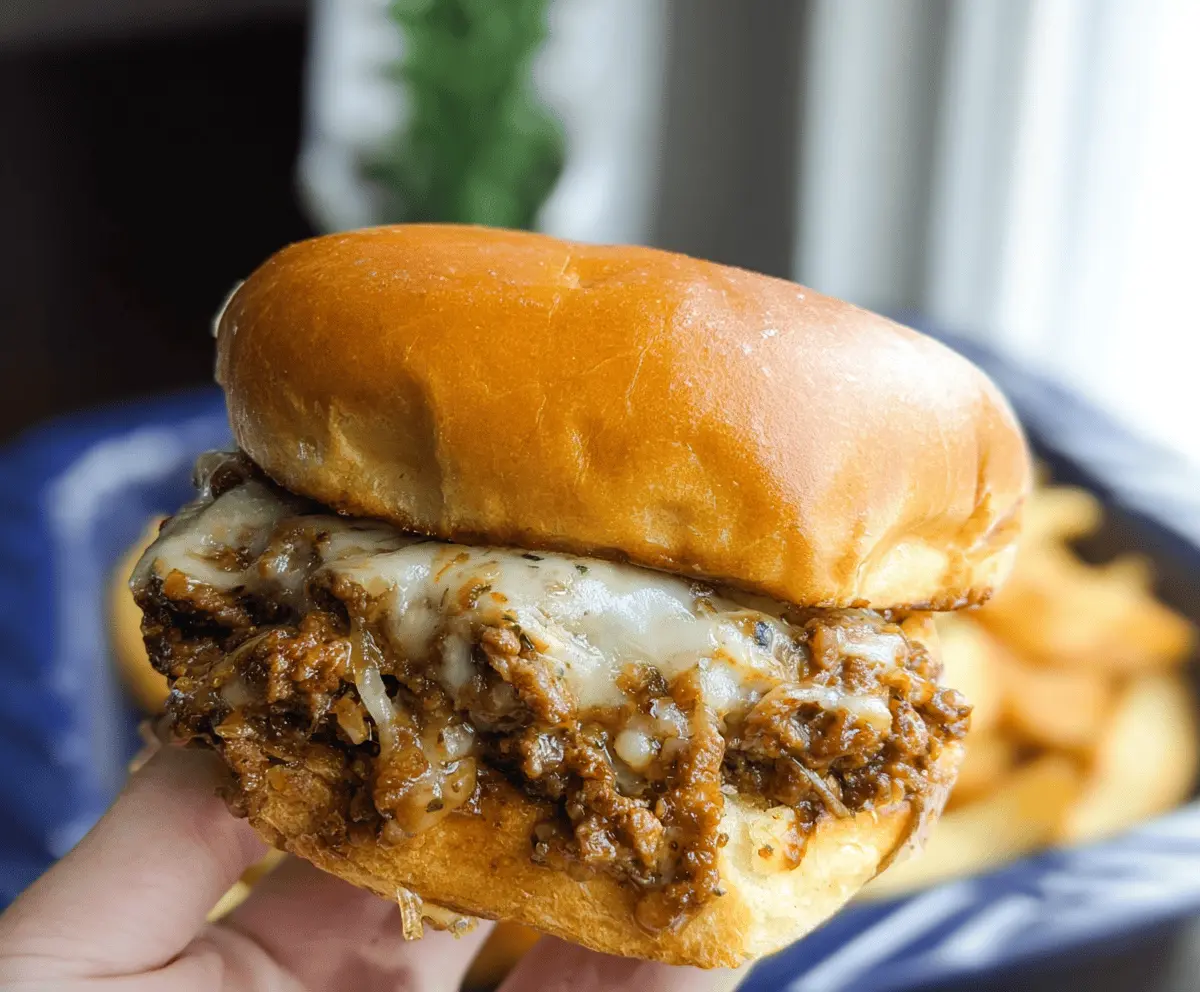 French Onion Beef Sloppy Joes with Melted Cheese