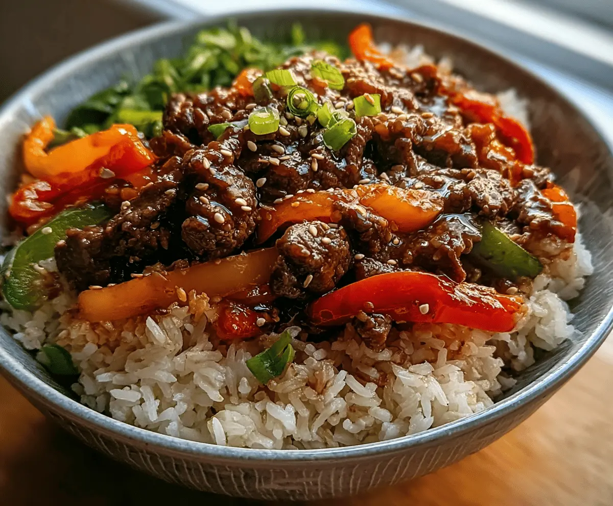 Easy Beef and Pepper Rice Bowl Recipe