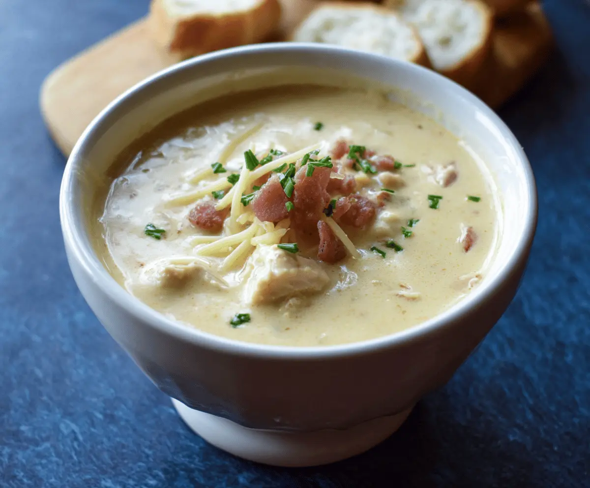 Creamy Chicken Cordon Bleu Soup with ham, cheese, and tender chicken served in a bowl